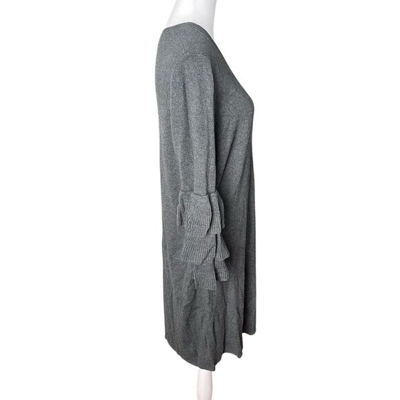 A New Day Large Sweater Dress 3/4 Tiered Sleeve Dark Gray Casual Career - Picture 6 of 7